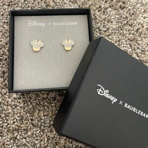 NEW Disney x Baublebar Minnie Mouse Gold and Rhinestone Stud Earrings